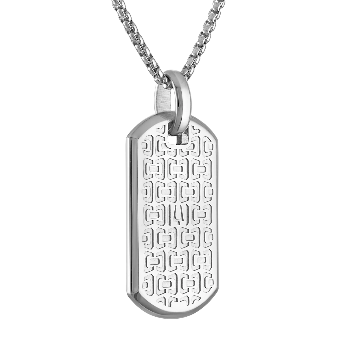 Bulova Icon Meteorite Dog Tag Pendant — pendant reverse — BVP1114-WLSTNA