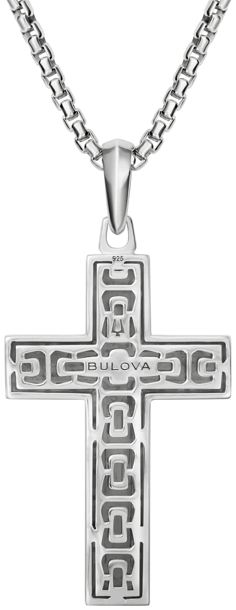 Bulova Link Two-Tone Cross Pendant with Adjustable Chain — pendant reverse — BVP1156-WYSNA