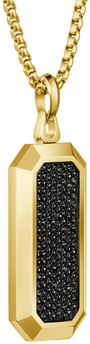 Bulova Luxury Gold-Tone Black Spinel Dog Tag Pendant — angled pendant view — BVP1195-G6STNA
