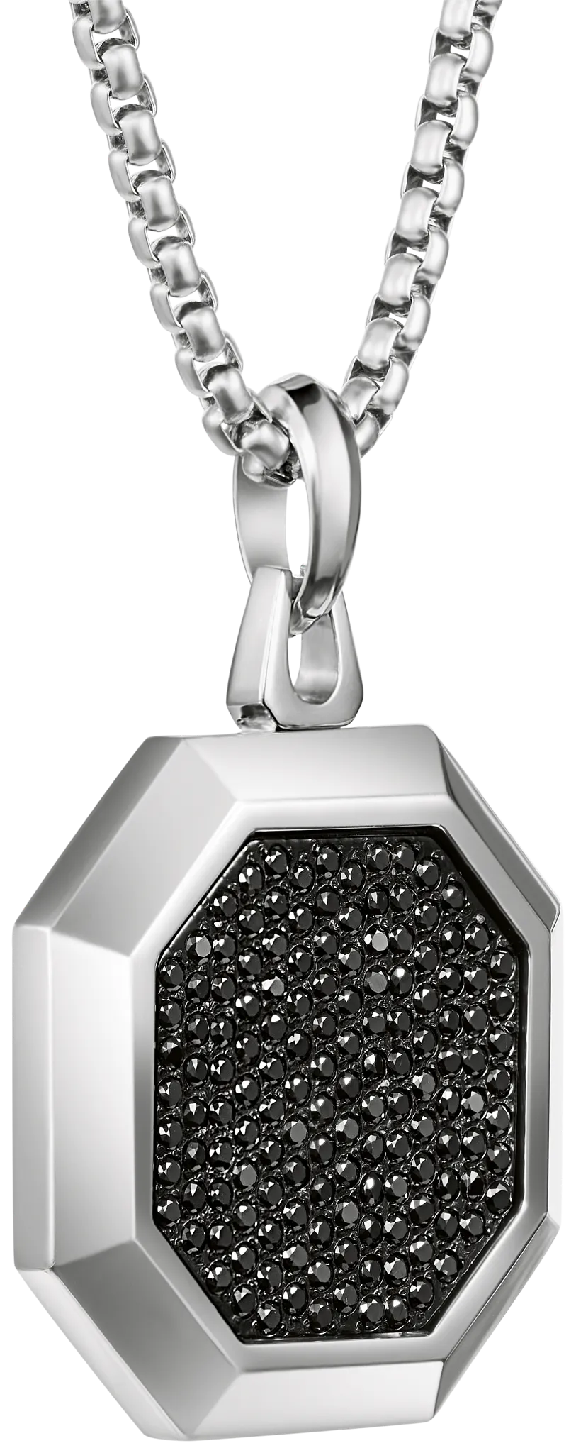 Bulova Luxury Octagonal Black Spinel Pendant — angled pendant view — BVP1196-SBSTNA