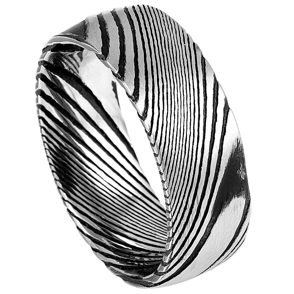 Arden Grove II — Damascus Band — 8 mm — Silver tone