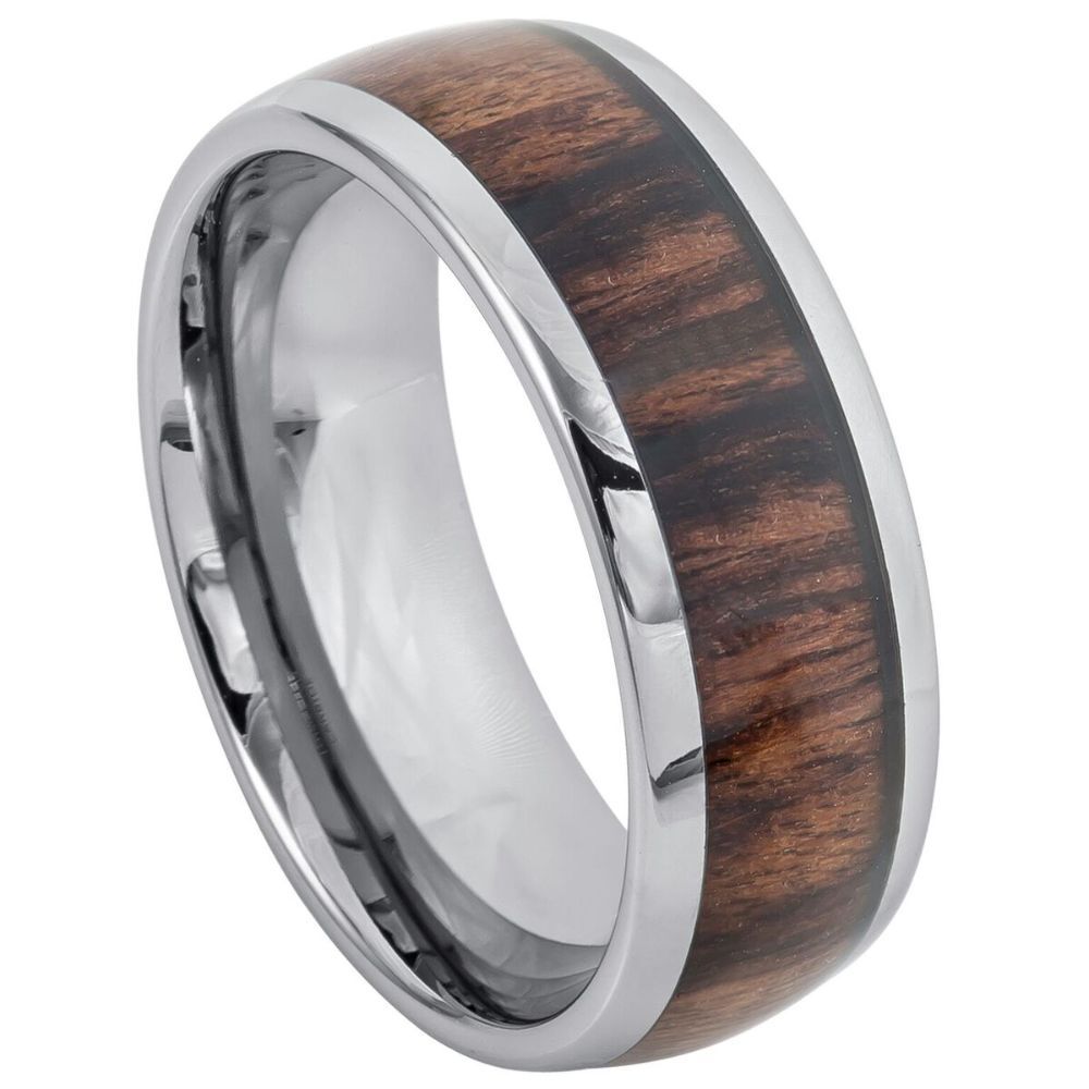 Valen Grove II — Rosewood Inlay Domed Titanium Band — 8 mm