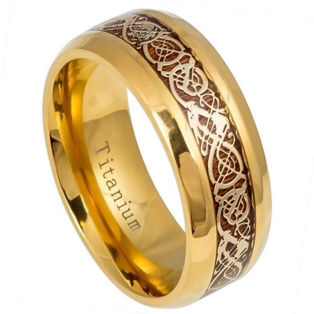 Avelon Grove IV — Celtic Rosewood Inlay Titanium Band — 9 mm