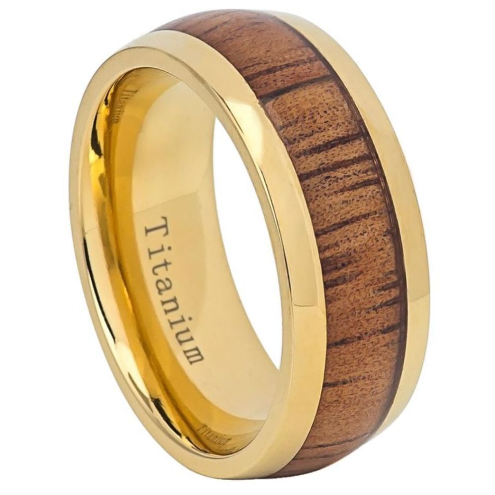 Orion Grove IV — Koa Inlay Domed Titanium Band — 9 mm