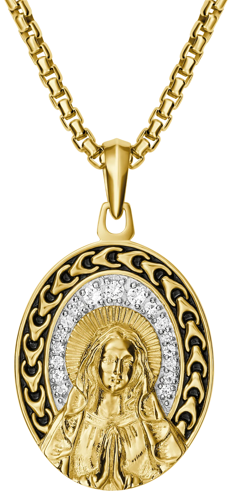 Bulova Link Blessed Mary White Topaz Pendant Necklace — BVP1140-YSWTO