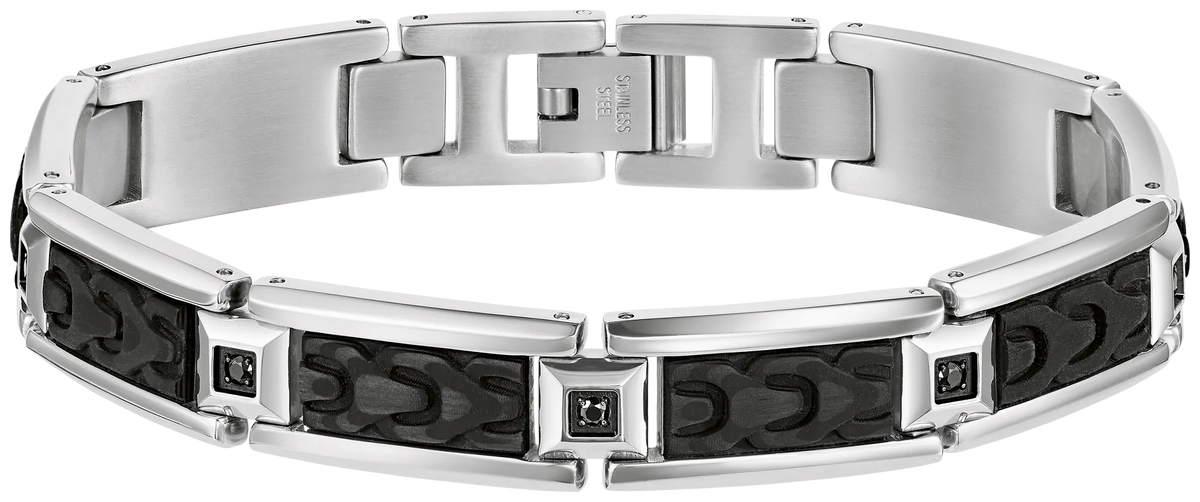 Bulova Link Carbon & Black Spinel Bracelet — BVB1325-SGSTBSP