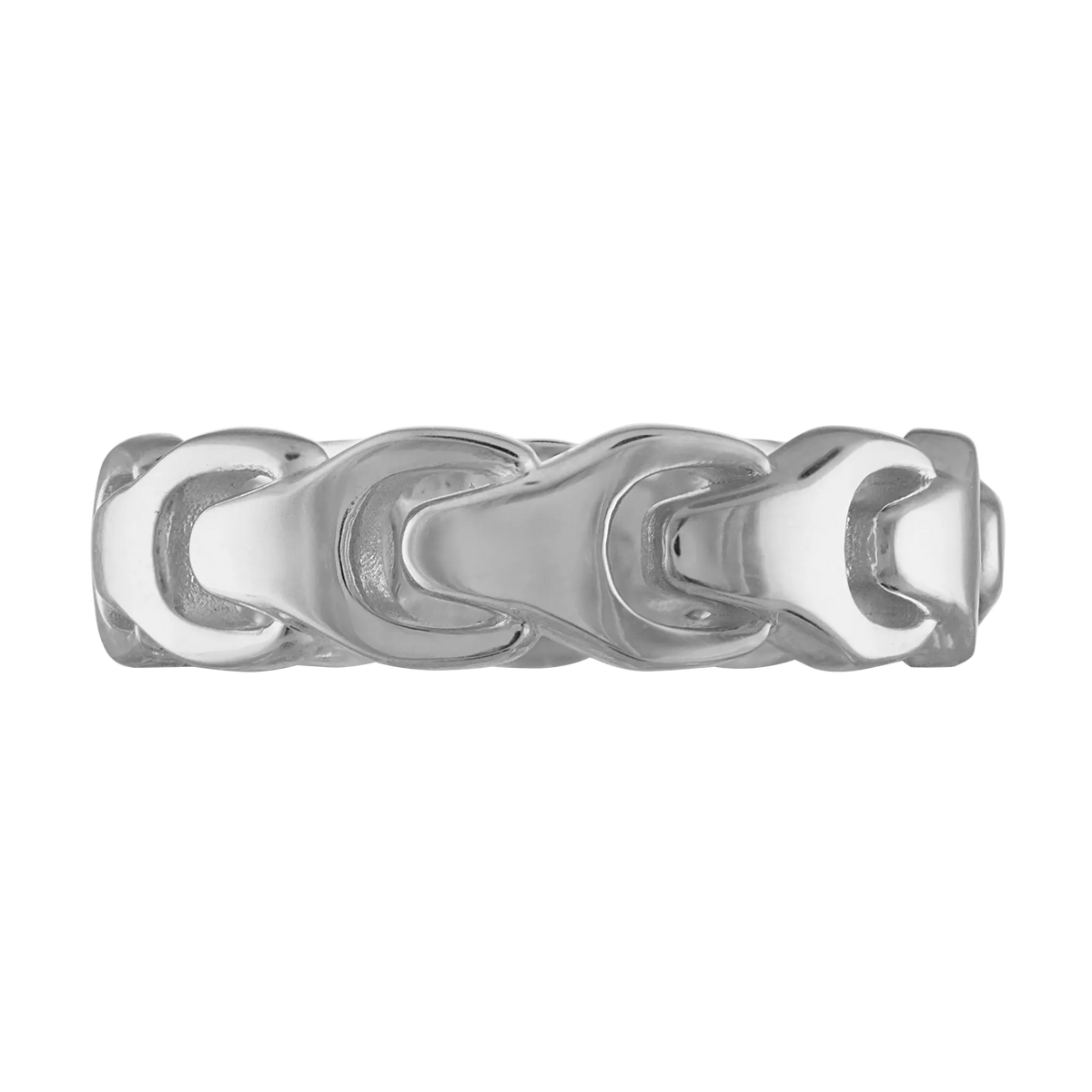 Bulova Link Tuning-Fork Ring — Rhodium-plated sterling silver — profile