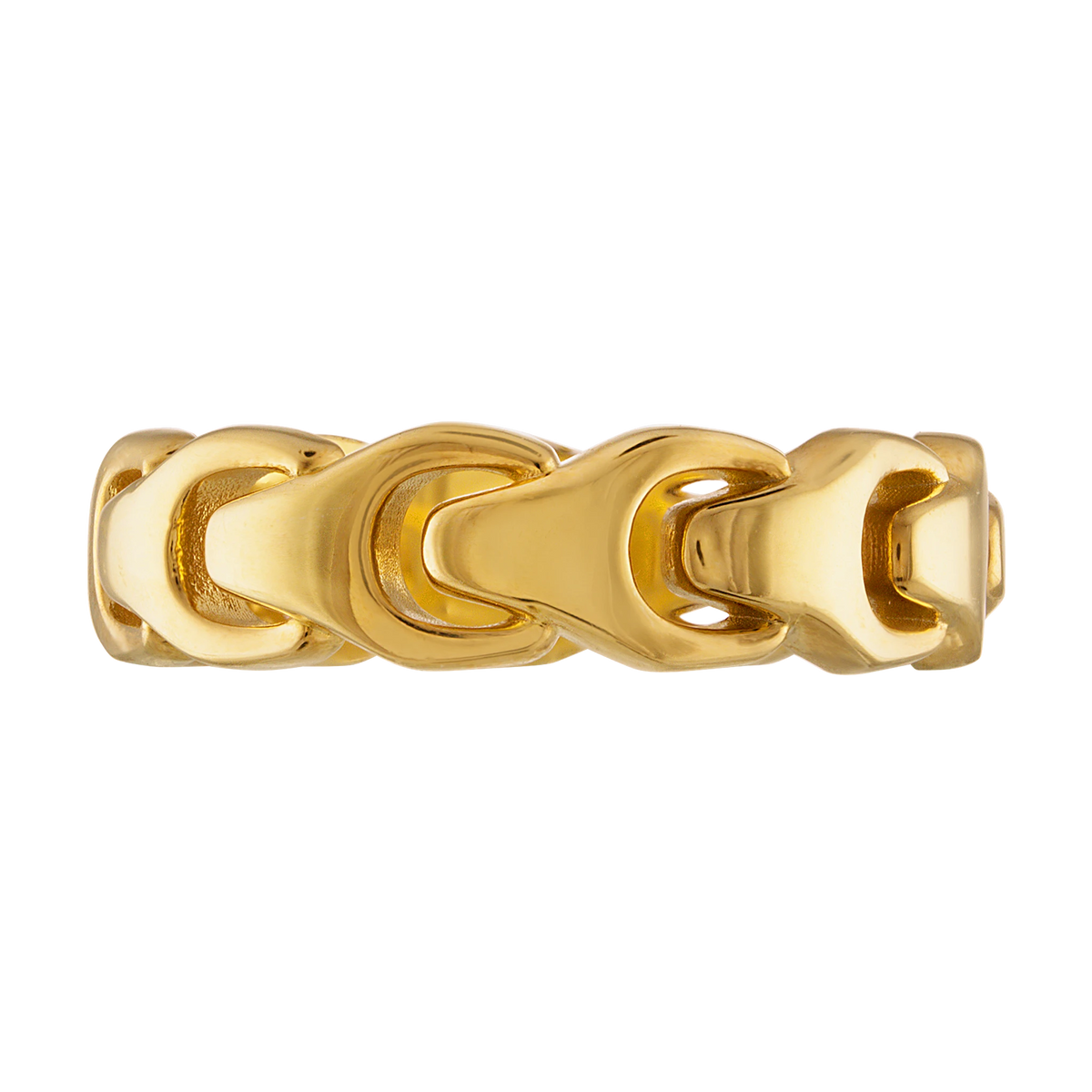 Bulova Link Tuning-Fork Ring — 14K yellow gold-plated sterling silver — profile
