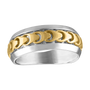 Bulova Link Two-Tone Tuning-Fork Band — Two-tone sterling silver with 14K gold plating — angled ring