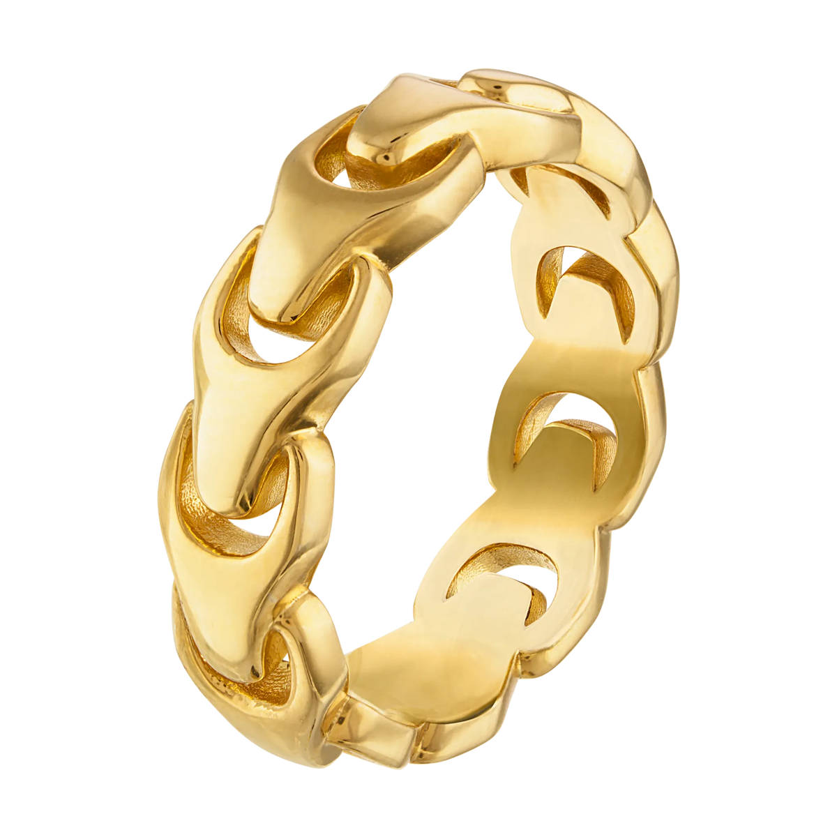 Bulova Link Tuning-Fork Ring — 14K yellow gold-plated sterling silver — upright ring