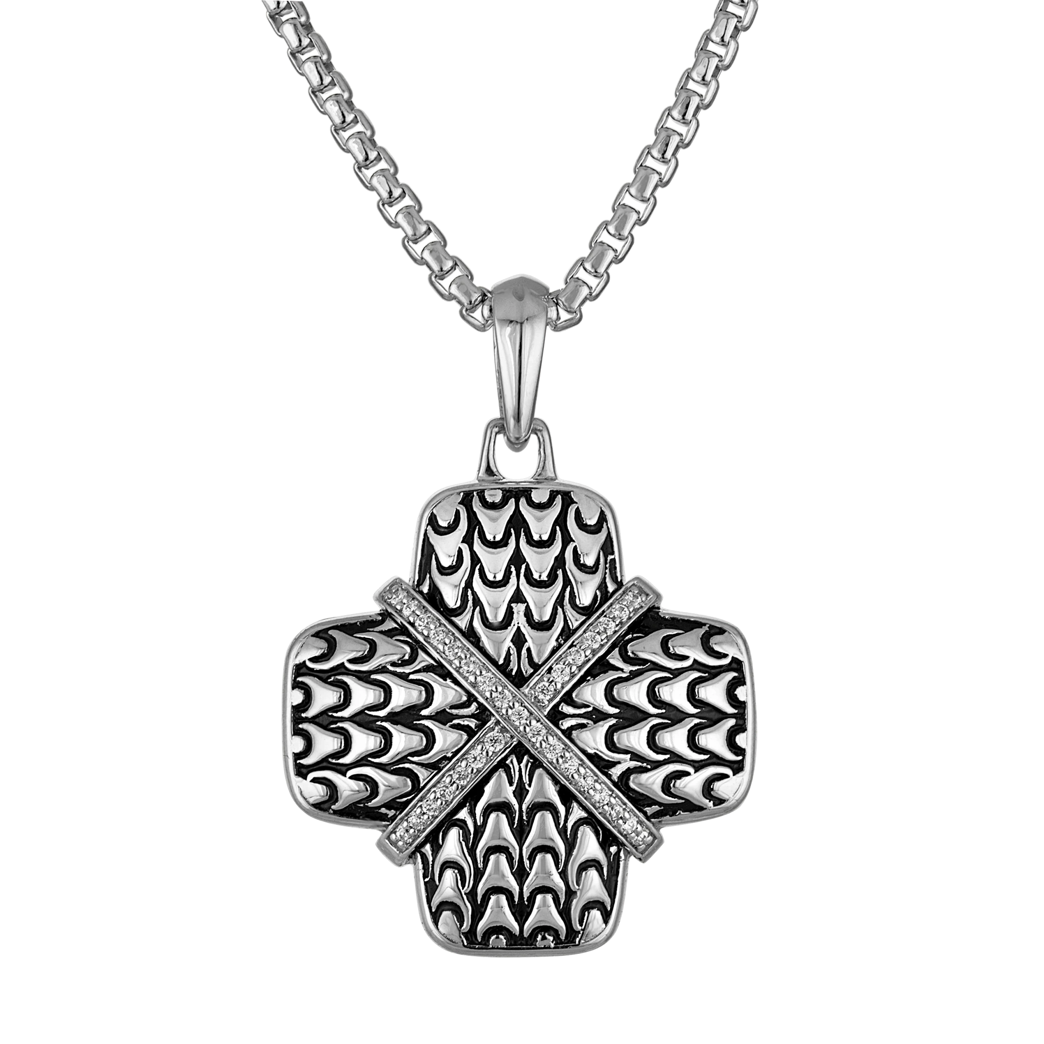 Bulova Link Diamond Cross Amulet — BVP1090-WSSC4