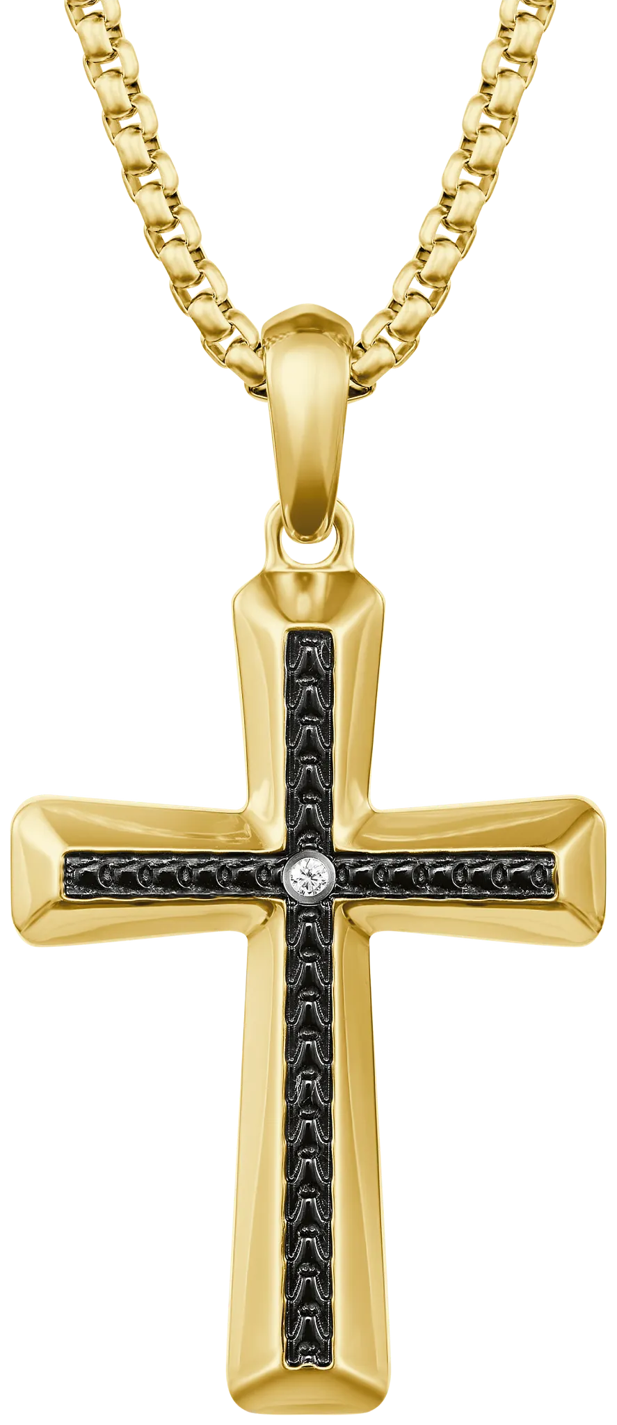 Bulova Link Two-Tone Diamond Cross Pendant — BVP1166-YLSTQ8