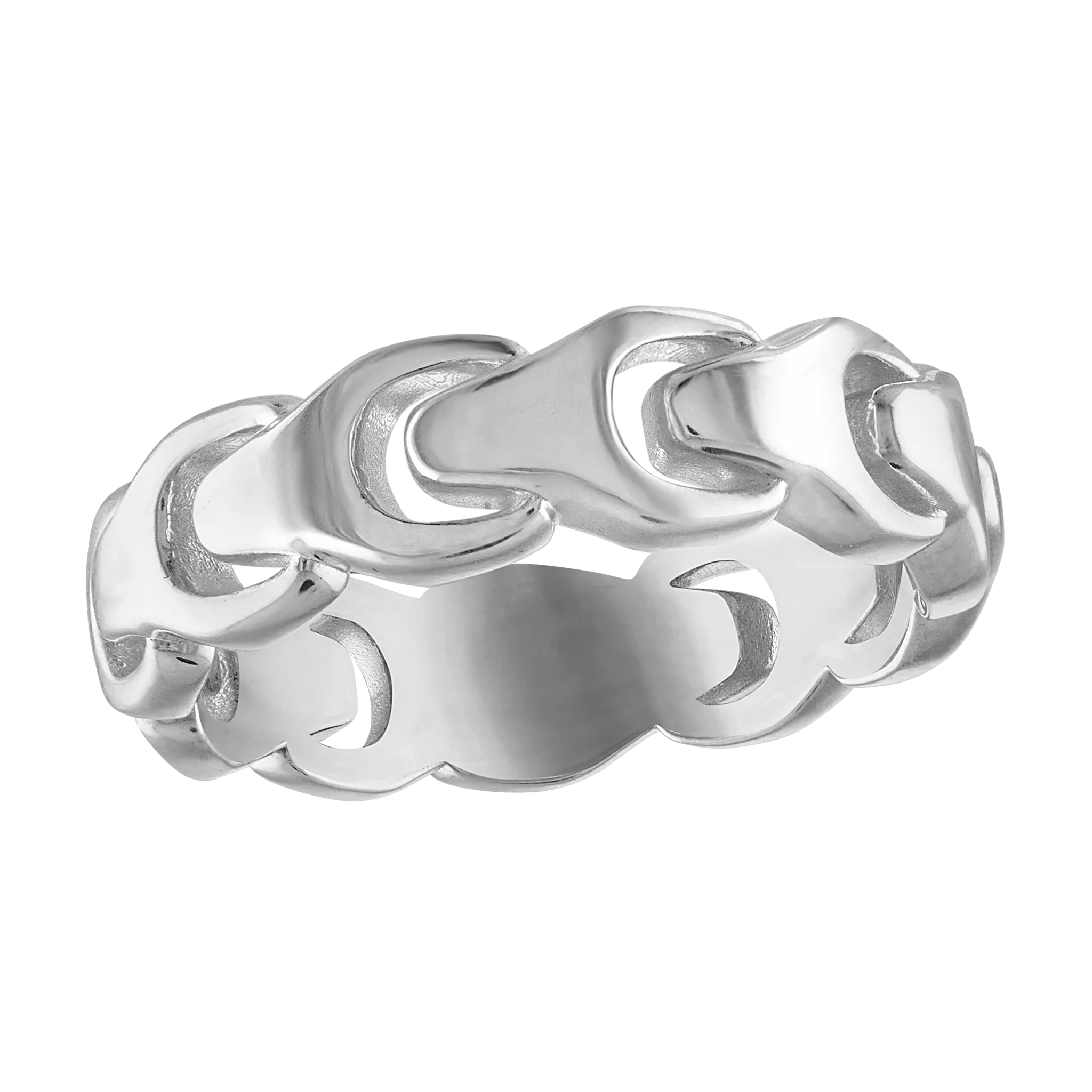 Bulova Link Tuning-Fork Ring — Rhodium-plated sterling silver — angled ring