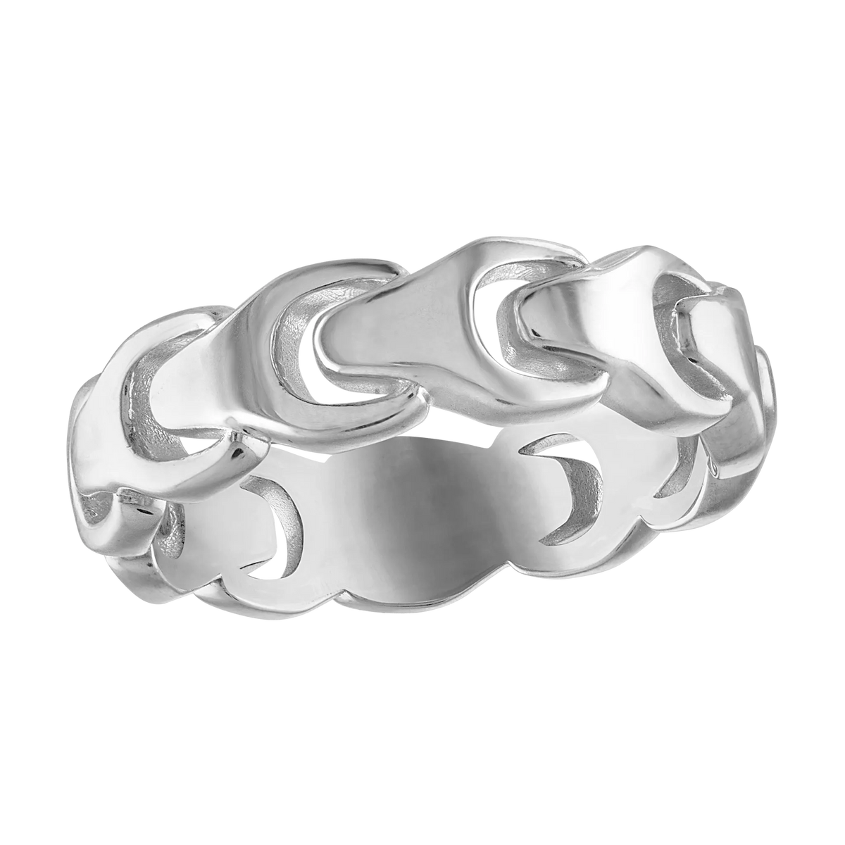 Bulova Link Tuning-Fork Ring — Rhodium-plated sterling silver — angled ring