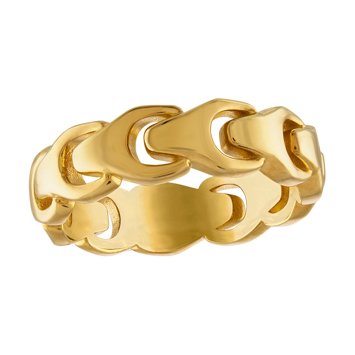 Bulova Link Tuning-Fork Ring — 14K yellow gold-plated sterling silver — angled ring