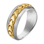 Bulova Link Two-Tone Tuning-Fork Band — Two-tone sterling silver with 14K gold plating — upright ring