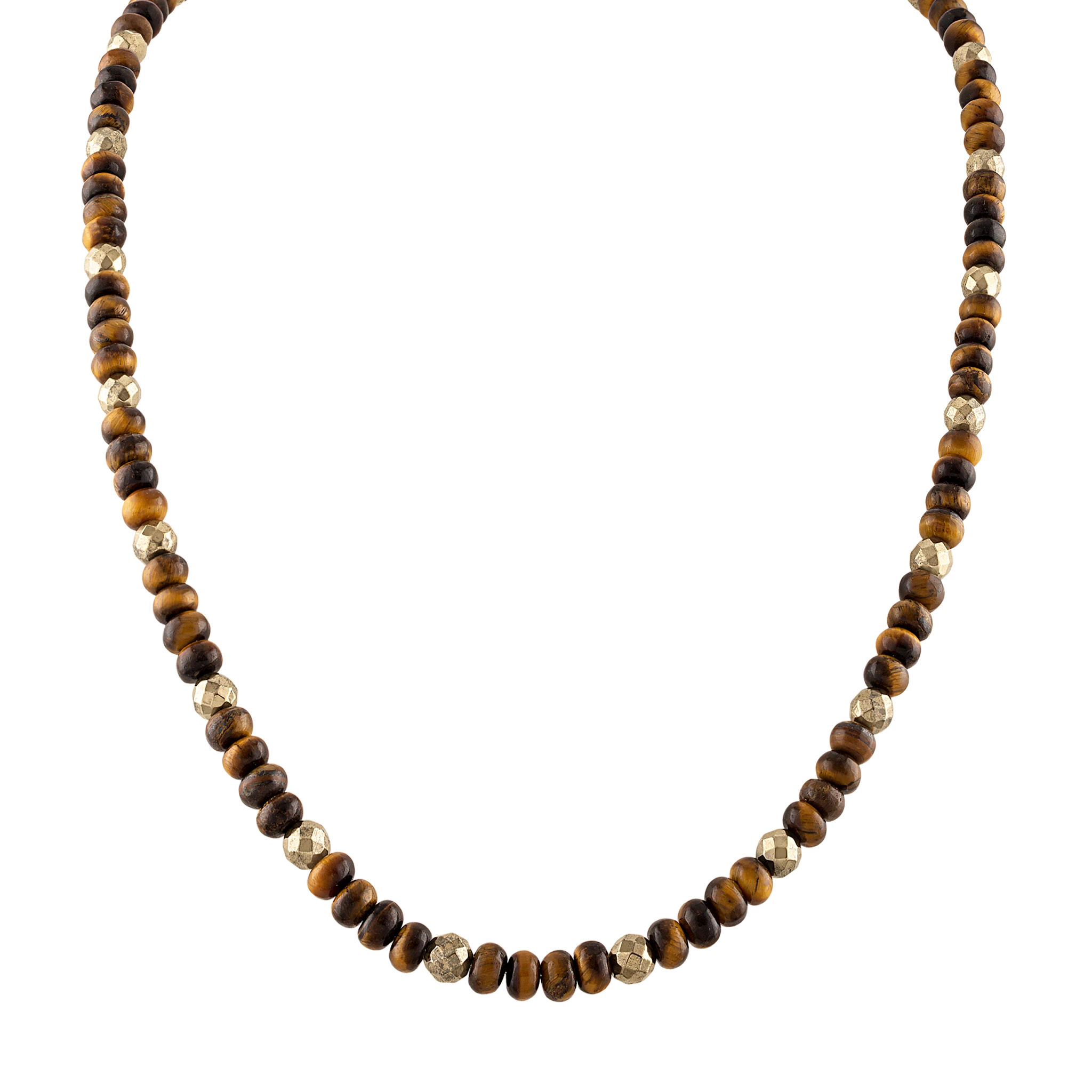 Bulova Tiger’s Eye & Pyrite Bead Necklace — BVC1042-YSYTE