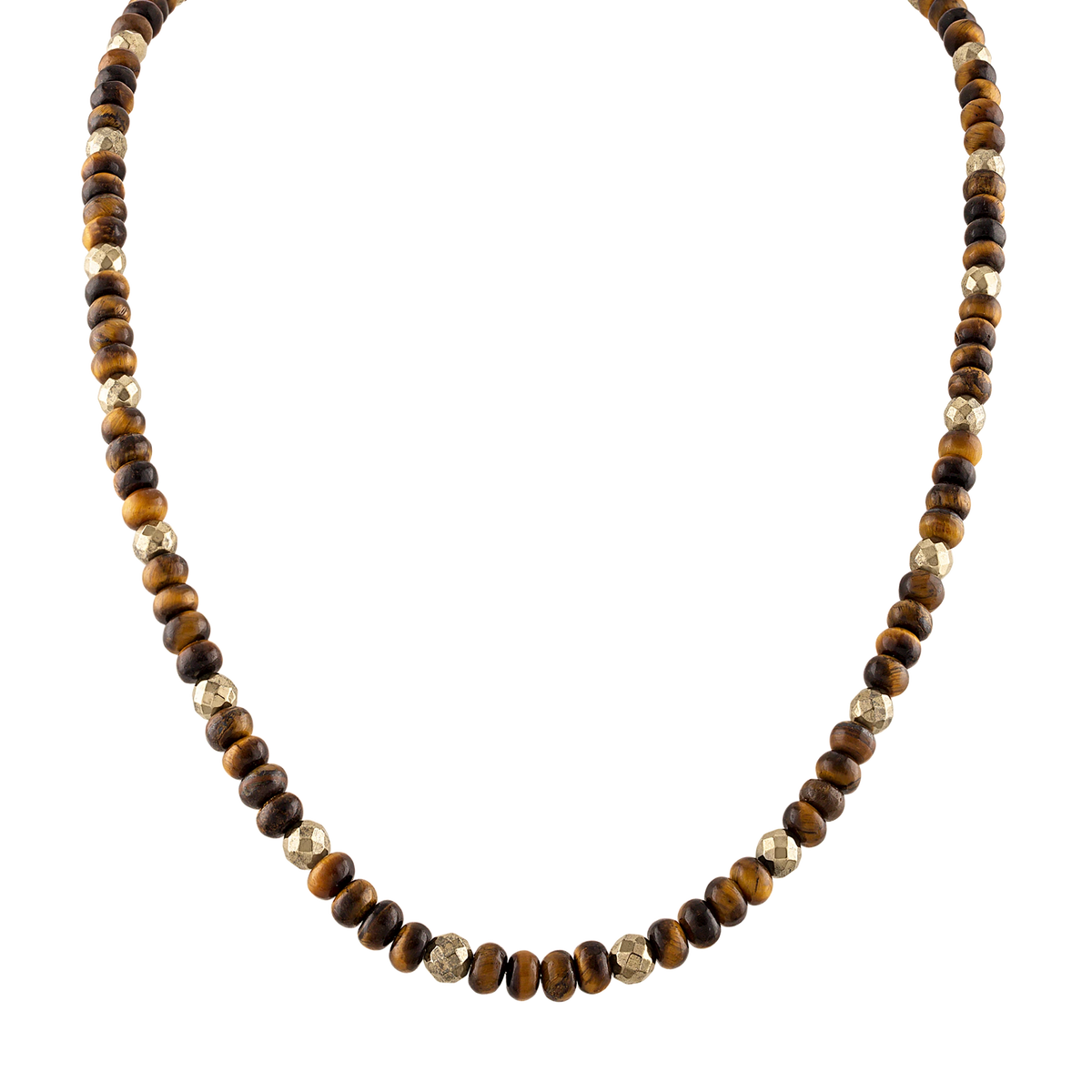 Bulova Tiger’s Eye & Pyrite Bead Necklace — BVC1042-YSYTE