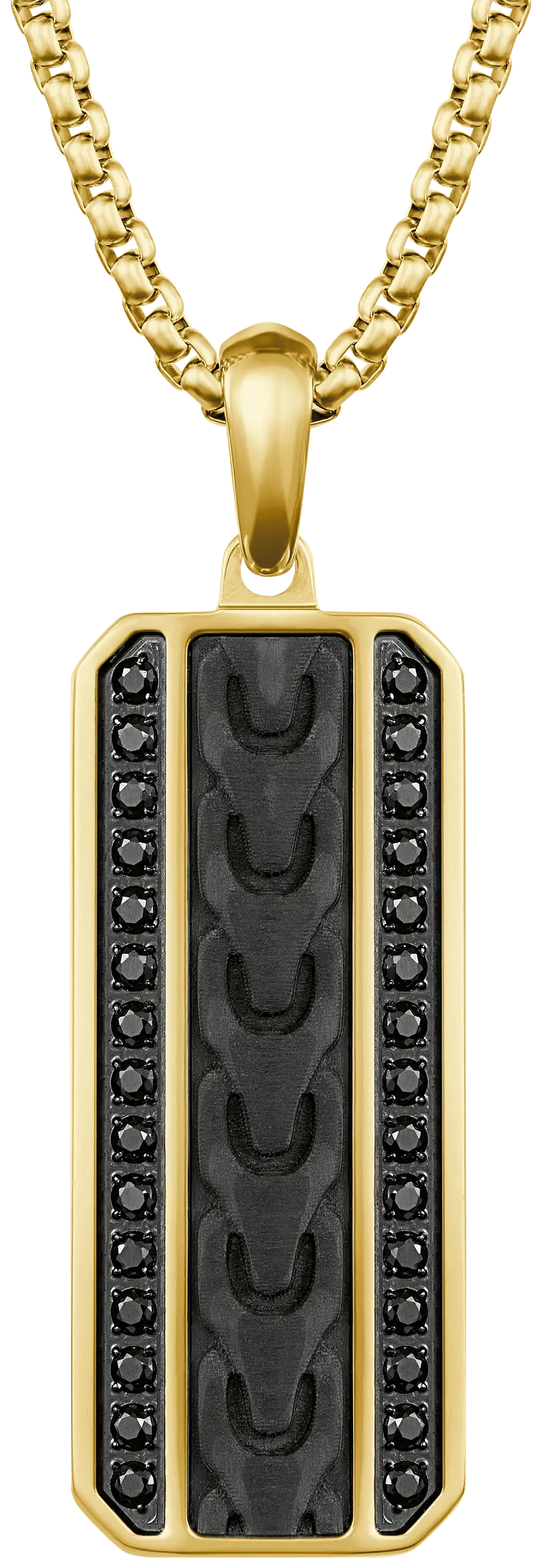 Bulova Link Carbon & Black Spinel Dog Tag Pendant — BVP1194-B6STBSP