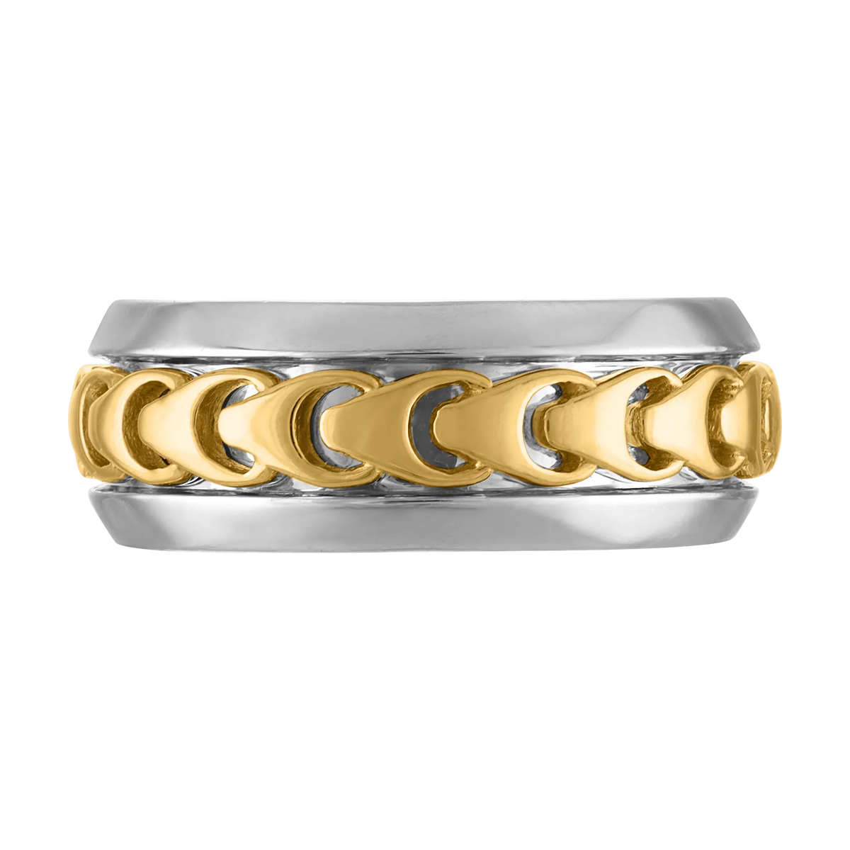 Bulova Link Two-Tone Tuning-Fork Band — Two-tone sterling silver with 14K gold plating — profile