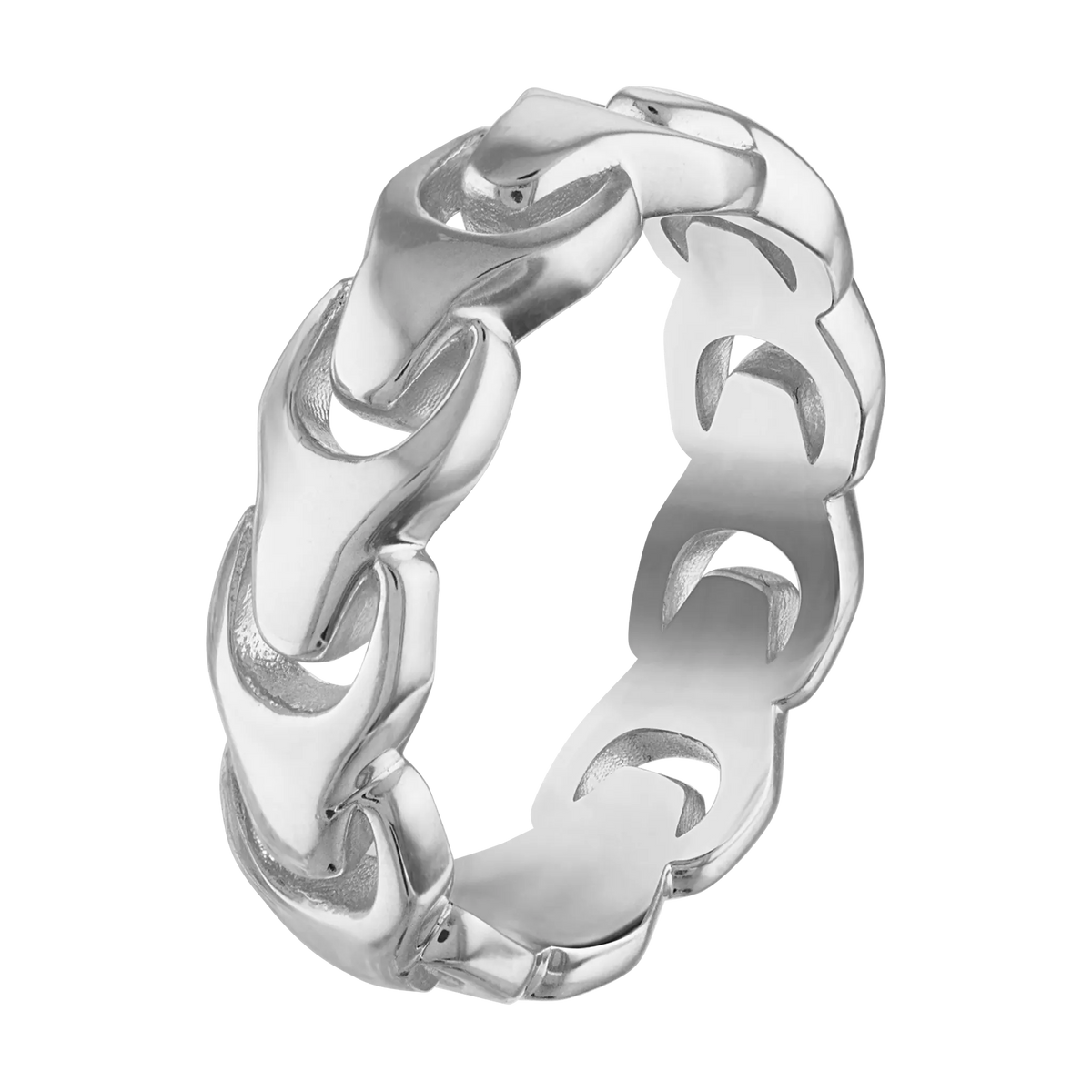 Bulova Link Tuning-Fork Ring — Rhodium-plated sterling silver — upright ring