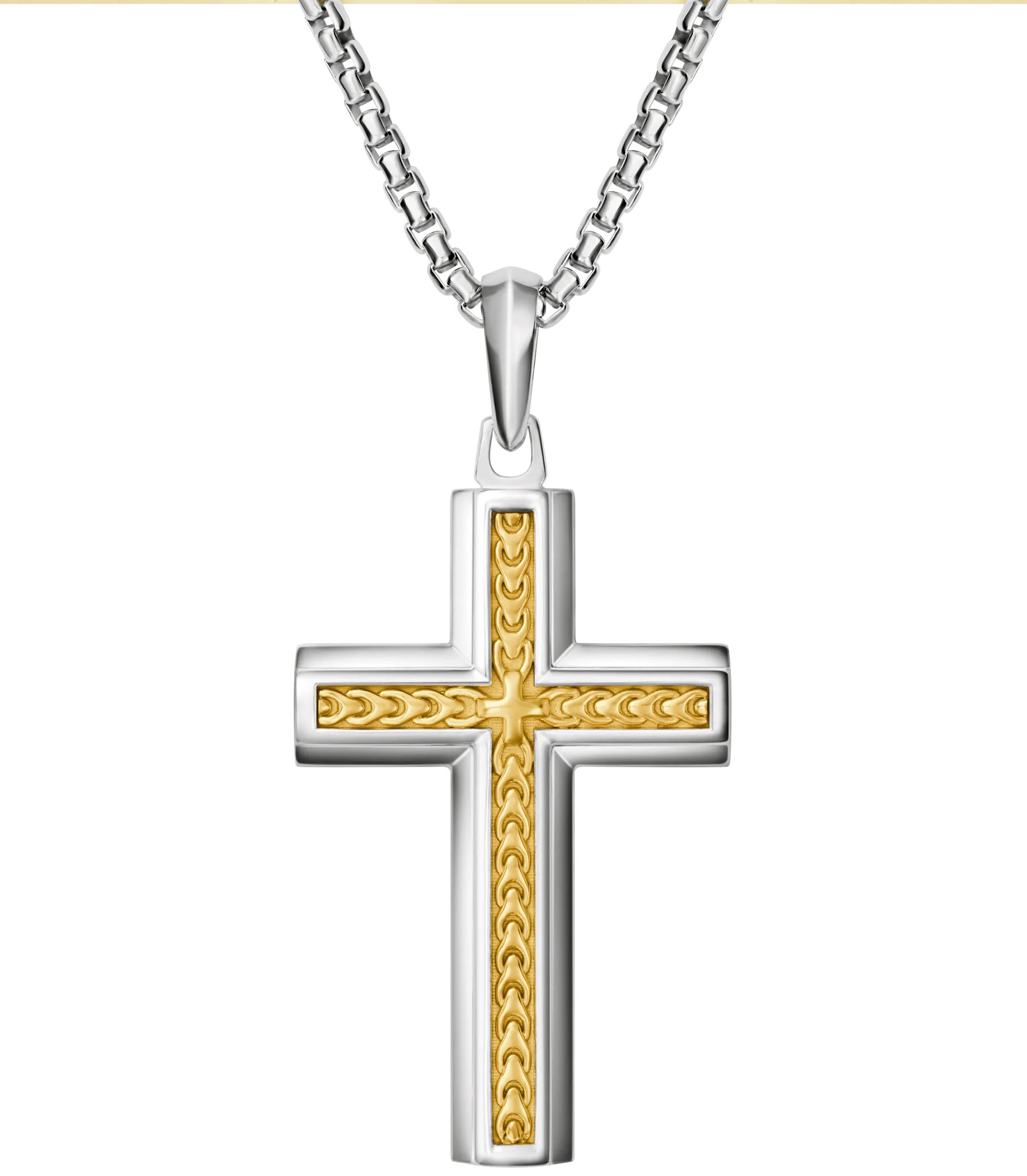 Bulova Link Two-Tone Cross Pendant with Adjustable Chain — BVP1156-WYSNA