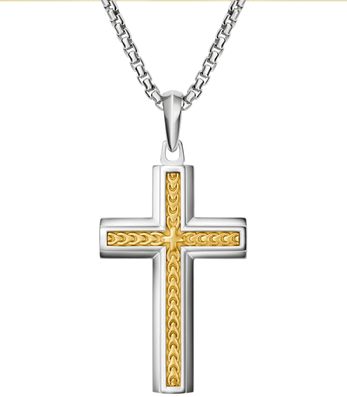 Bulova Link Two-Tone Cross Pendant with Adjustable Chain — BVP1156-WYSNA